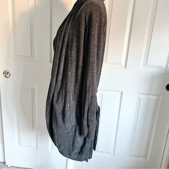 BAREFOOT DREAMS Cozy Chic Lite Longline Shawl Collar Cardigan Grey Medium NEW - Picture 4 of 8